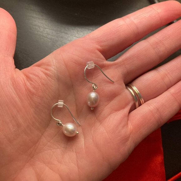 Me & Ro Sterling Silver Pink Freshwater Pearl Drop Earrings - Picture 4 of 4